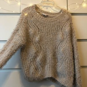 Cream fuzzy chunky sweater